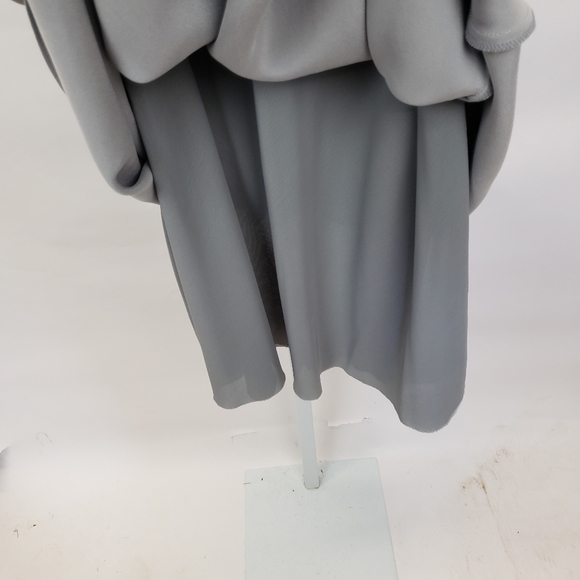 J CREW Gray Flutter Sleeve Deep V-neck Silk Dress Size 14 - Picture 7 of 10